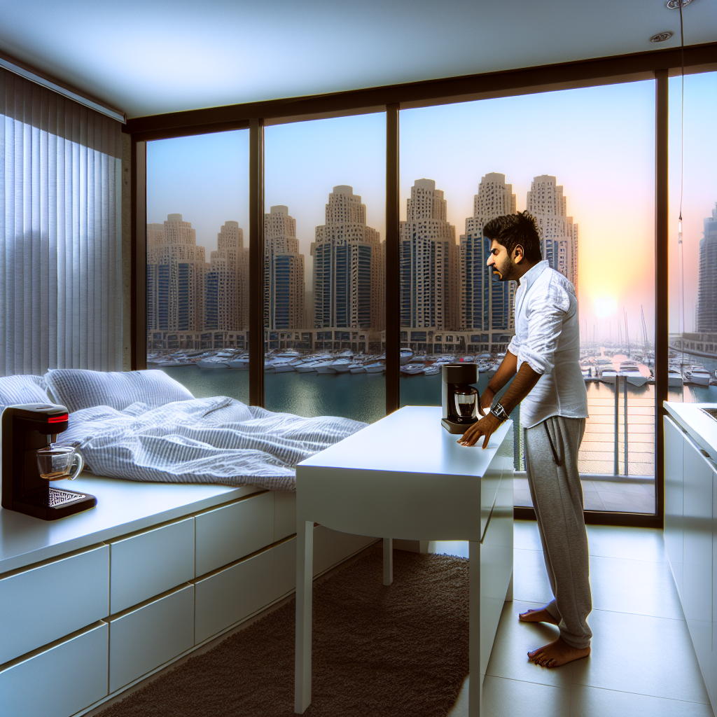 Morning in Dubai apartment for SA intern